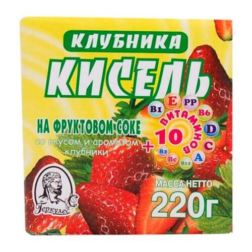 Кисель брикет 220гр/48 шт. Клубника