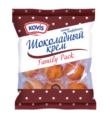 Изделия хлебобул сдобные "Мини-маффины" под товарным знаком "KOVIS" с кремом шоколад 470г * 6шт