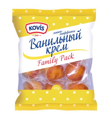 Изделия хлебобул сдобные "Мини-маффины" под товарным знаком "KOVIS" с кремом ваниль 470г * 6шт