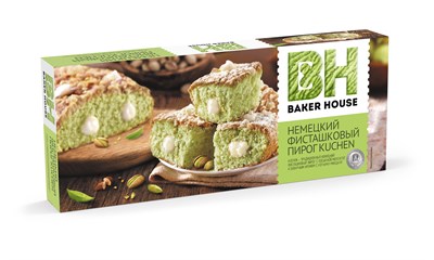 Пирог бисквитный "KUCHEN" фисташковый под товарным знаком "Baker House" 350г*8шт