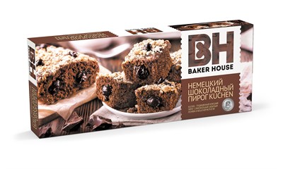 Пирог бисквитный "KUCHEN" шоколадный под товарным знаком "Baker House" 350г*8шт.