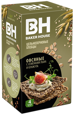 Хлебцы цельнозерновые "Скандинавские" овсяные под тов знаком "Baker House" 180г*8шт