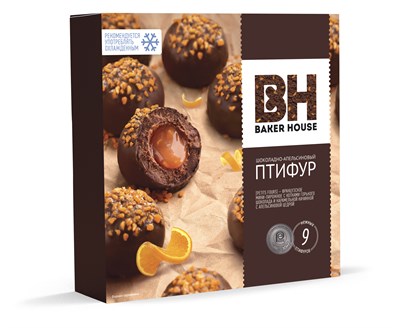 Пирожные "Птифур" с карамельно-апельсин начинкой под товарным знаком"Baker House"225г*10шт