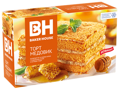 Торт бисквитный "Медовик" "Baker House" 350г*8шт