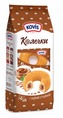 Изделия хлебобул сдобные "Колечки" KOVIS Вареная сгущенка 240гр 1кор/6шт