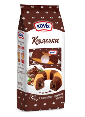 Изделия хлебобул сдобные "Колечки" KOVIS Шоколадно-ореховые 240гр 1кор/6шт