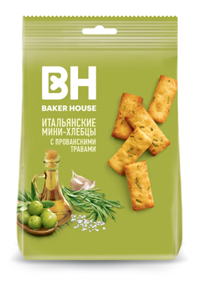 Итальянские мини-хлебцы BAKER HOUSE с прованскими травами, оливк маслом и морск солью 110гр*12шт