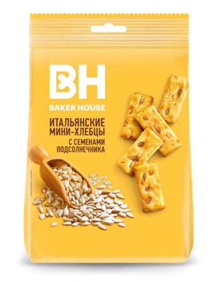 Итальянские мини-хлебцы BAKER HOUSE с семенами подсолнечника, оливк маслом и морск солью 110гр*12шт