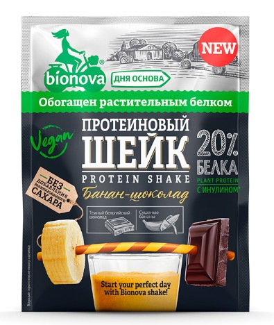 Протеиновый шейк «Bionova®» с бананом и шоколадом 25гр 1кор/1шб/14шт