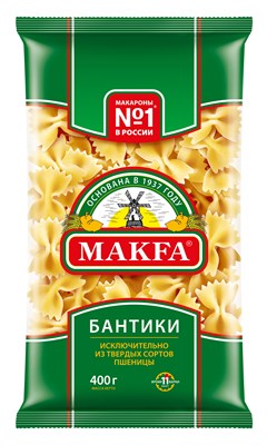 Изделия макаронные БАНТИКИ А в/с 0,4x20 (АНСЕЛЬМО, пл, "MAKFA")