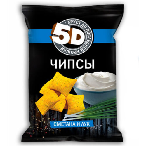 Чипсы пшеничные "5D" 200г со вкусом сметана и лук 1кор/16шт