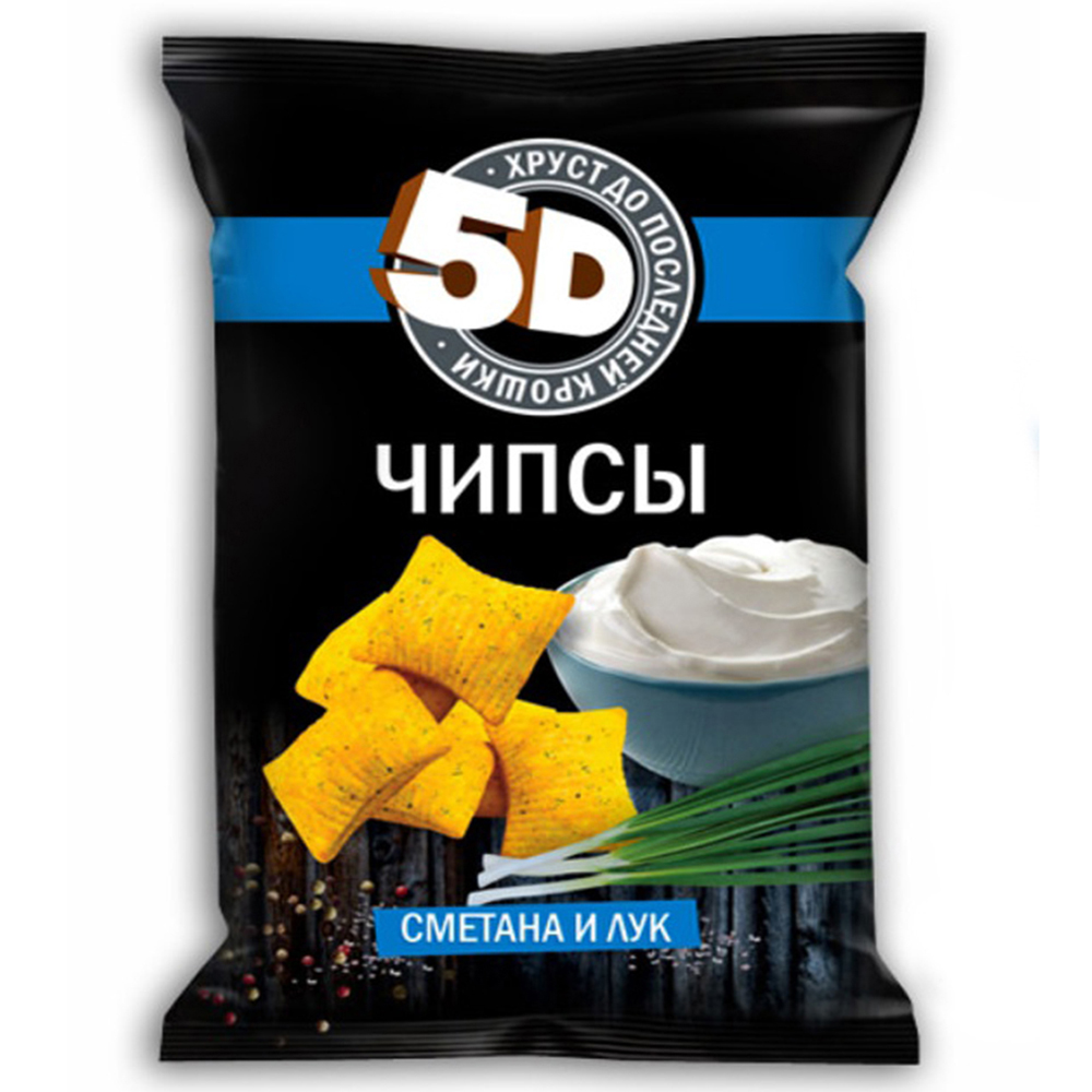 Чипсы пшеничные "5D" 200г со вкусом сметана и лук 1кор/16шт