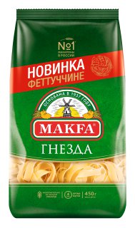 Изделия макаронные ФЕТТУЧЧИНЕ (гнезда) "MAKFA" А в/с 0,45x12 (ПАВАН, пл, "MAKFA")
