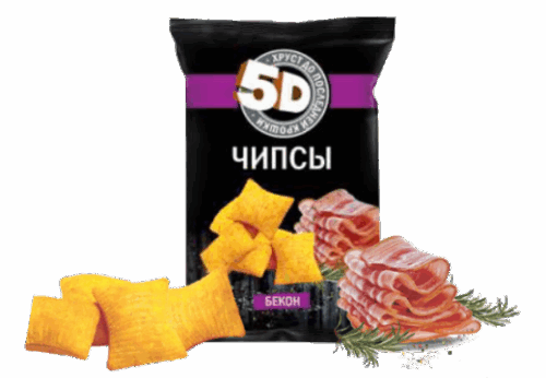 Чипсы пшеничные "5D" 200гр со вкусом бекон 1кор/16шт