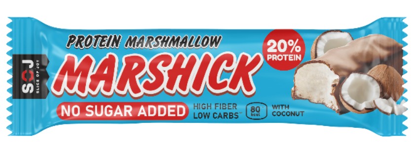 MARSHMALLOW протеиновый батончик SOJ с кокосом глазир. без доб.сахара 30г 64шт(4шб*16шт)
