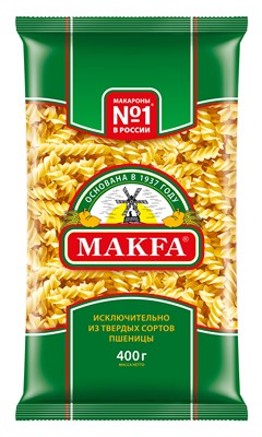 Изделия макаронные СПИРАЛИ А в/с 0,4x20 (ПАВАН, пл, "MAKFA")
