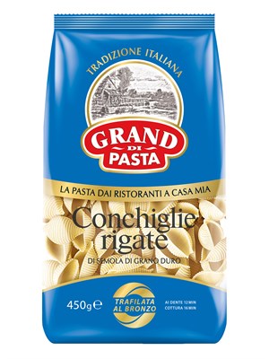 Изделия макаронные CONCHIGLIE RIGATE (Конкилье ригате) "GP" А в/с 0,45х12 (АНСЕЛЬМО, пл, "GRAND di PASTA")