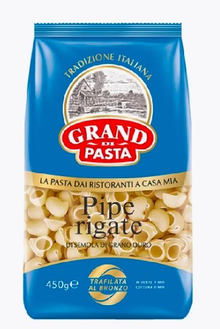 Изделия макаронные PIPE RIGATE (Пипе ригате) А в/с 0,45x12 (АНСЕЛЬМО, пл, "GRAND di PASTA")
