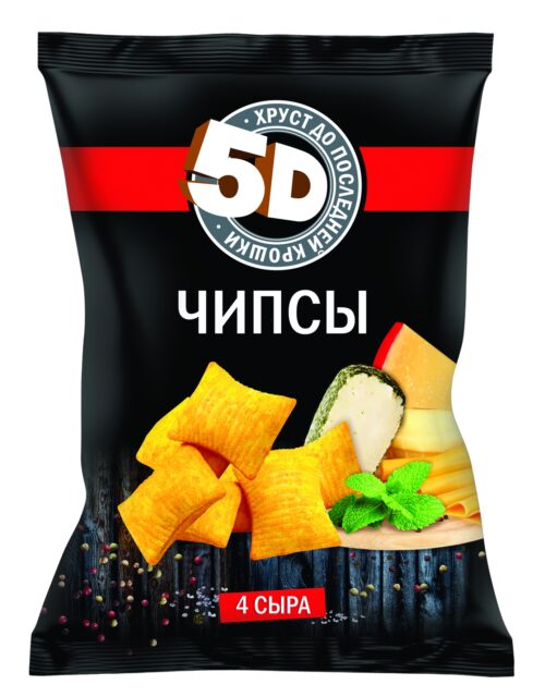 Чипсы пшеничные "5D" 200г со вкусом четыре сыра 1кор/16шт
