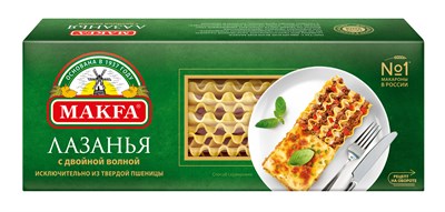 Изделия макаронные ЛАЗАНЬЯ С ДВОЙНОЙ ВОЛНОЙ А в/с 0,5x12 (FAVA, пл, "MAKFA")