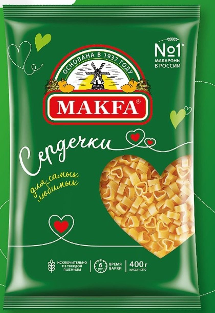 Изделия макаронные СЕРДЕЧКИ А в/с 0,4x20 (ПАВАН, пл, "MAKFA")