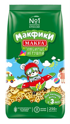 Изделия макаронные Макфики: ЛЮБИМЫЕ ИГРУШКИ "MAKFA" А в/с 0,25x16 (детские) (АНСЕЛЬМО, пл, "MAKFA")