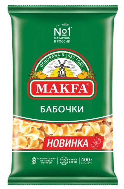 Изделия макаронные БАБОЧКИ группа А в/с 0,4 "MAKFA"