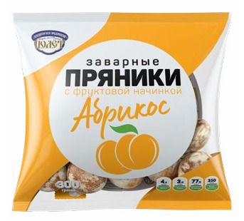 Пряники Заварные глазир. с фрук.начинкой "Абрикос" 15упак*0,3кг