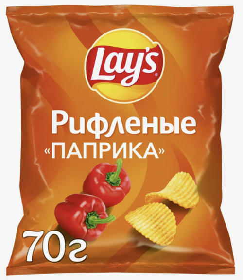 Лейс 70г. 1х25 Паприка Рифленые (П-32 Р-4)