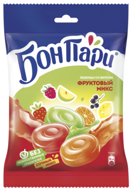 Бон-Пари леденцы 75г.1х12шт Фруктовый микс №346 (Р-238 Р-34) !!!
