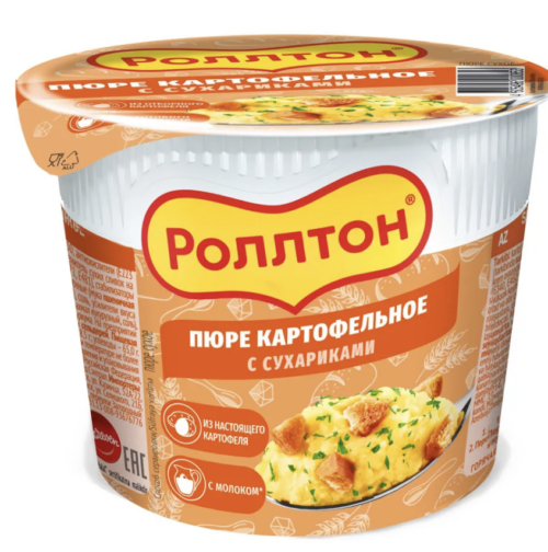 Роллтон Пюре Стакан 40г. 1х24 Сухарики (П-72 Р-9) !!!