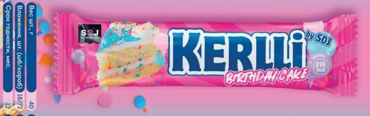 Злаковый батончик мюсли "KERLLI" birthday cake 40г (4шб*18шт)