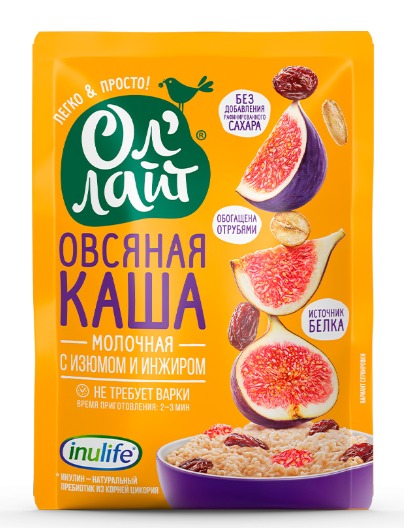Овсяная молочная каша быстрого приготовления «Ол'лайт®» «С изюмом и инжиром»