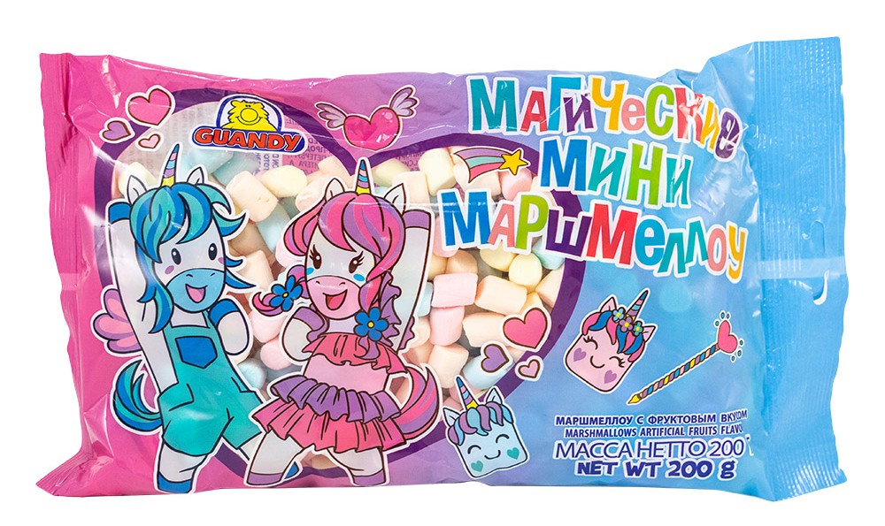 Маршмеллоу Guandy (Гуанди) мини цветной фруктовый 200г/20