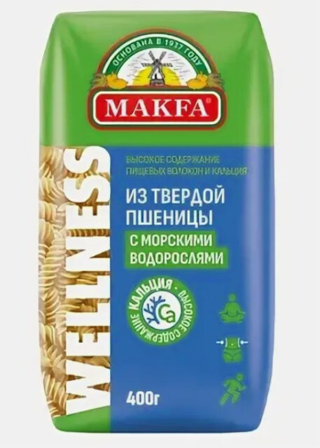Изделия макаронные с водорослями СПИРАЛИ 0,4х12 "MAKFA"