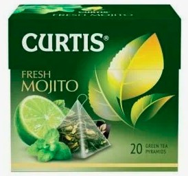 Curtis чай пирамидки Fresh Mojito 20 пак.*1,7 гр.зеленый 1х12 102210 (П-228_