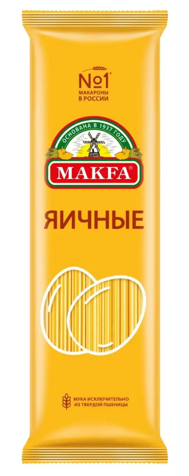 Изделия макаронные СПАГЕТТИ ЯИЧНЫЕ группа А в/с яичные 0,45х20 "MAKFA"