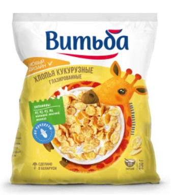 Кукурузные хлопья Витьба золотистые глазированные 330г/20