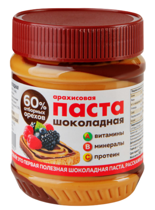 Шоколадная паста АЗБУКА ПРОДУКТОВ арахисовая 340г/12