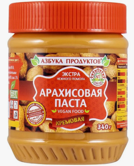 Арах.паста АЗБУКА ПРОДУКТОВ ЭКСТРА кремовая 340г/12
