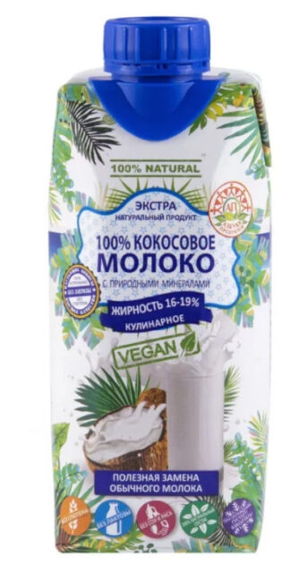 100% Кокосовое молоко 16-19% АЗБУКА ПРОДУКТОВ кулинарн.330мл/12