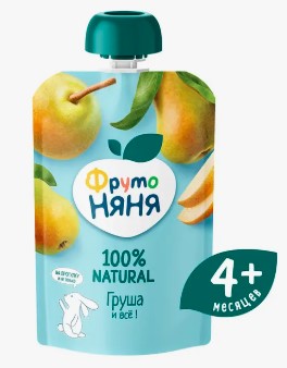 ФрутоНяня Пюре 90г. 1х12 Груша Пауч (П-225 Р-25) (233)