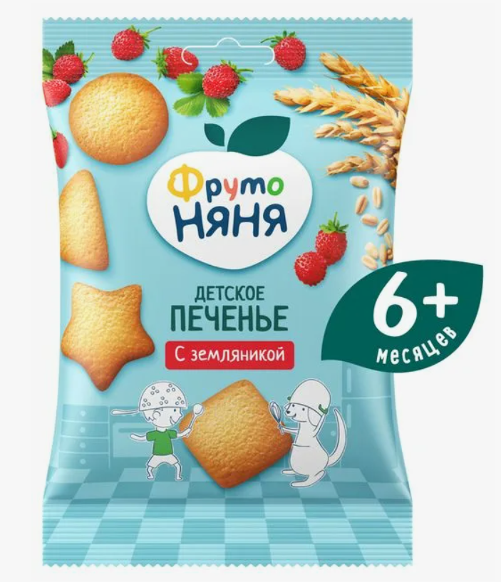 ФрутоНяня Печенье 50г. 1х12 Пшеничное земляника (П-180 Р-18)