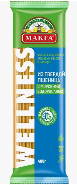 Изделия макаронные с водорослями СПАГЕТТИ "MAKFA" 0,4x20