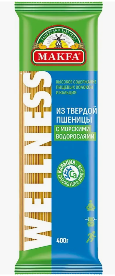 Изделия макаронные с водорослями СПАГЕТТИ "MAKFA" 0,4x20