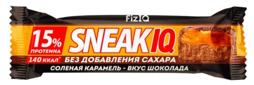 Батончик глазир. протеиновый «FizIQ SNEAKIQ» с сол. карамелью и вкусом шоколада без доб. сахара 50г 80шт (4б*20шт)