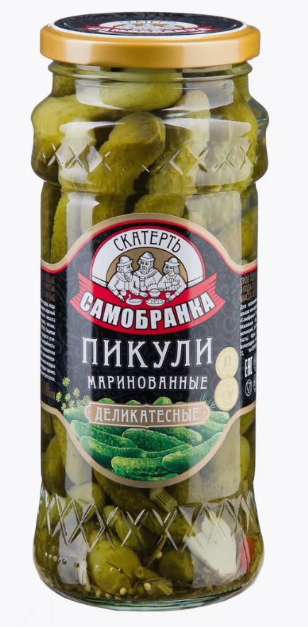 Пикули "СКАТЕРТЬ-САМОБРАНКА" маринованные "Деликатесные" с/б 580мл/550г 1кор/12шт
