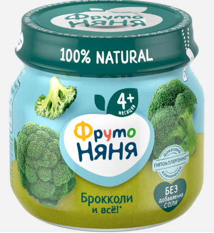 Пюре "ФрутоНяня" капуста брокколи с/б 80г*6 Россия (43000199)