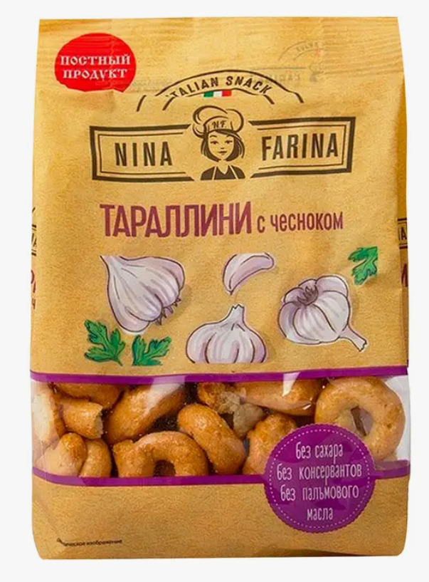 Тараллини Nina Farina 180г с чесноком 1/24