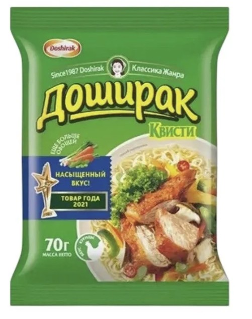Доширак Квисти Лапша б/п пакет КУРИЦА 70гр 1/48 шт.